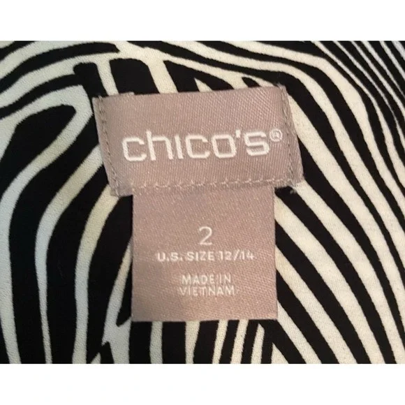 Chico's Zebra Print Long Sleeve ruffle Front Blouse Top Shirt Size 2 12/14 - Picture 6 of 12